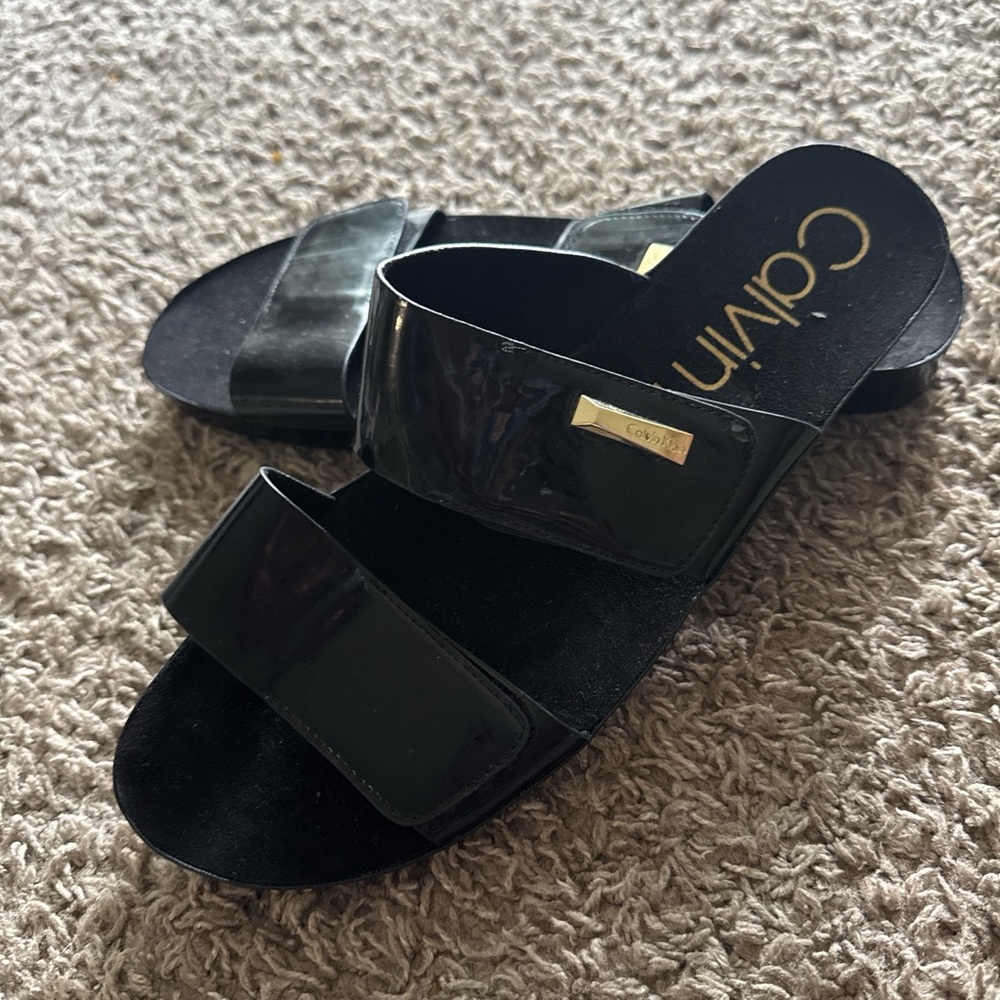 Calvin Klein Black Slide Sandals Minimalist Design